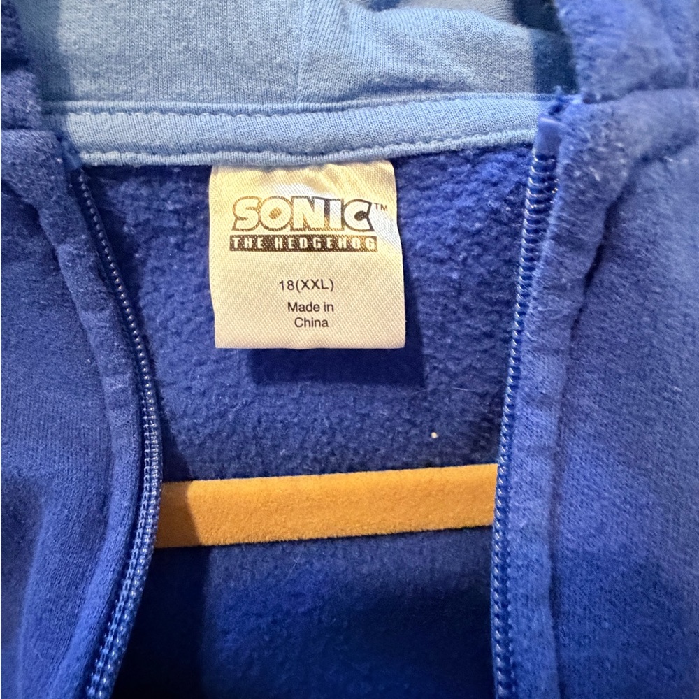 Sonic The Hedgehog Blue Kids Hoodie jacket  zip sz 18 XXL - Picture 5 of 10